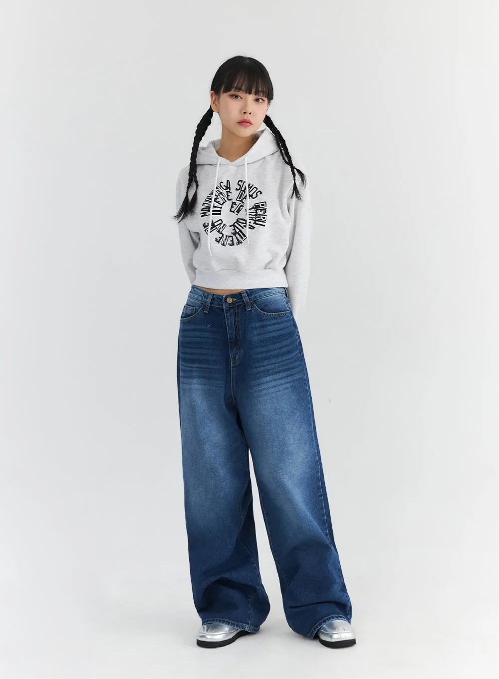 Washed Blue Wide Jeans CN301