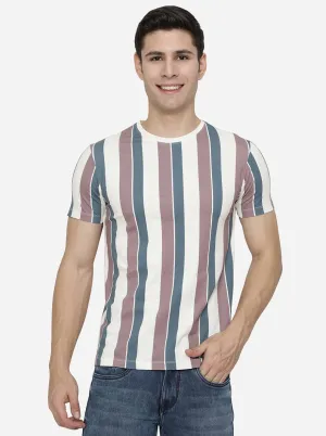 White Striped Slim Fit T-Shirt | JadeBlue