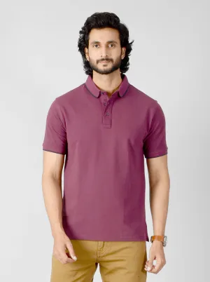 Wine Solid Slim Fit Polo T-shirt | JadeBlue