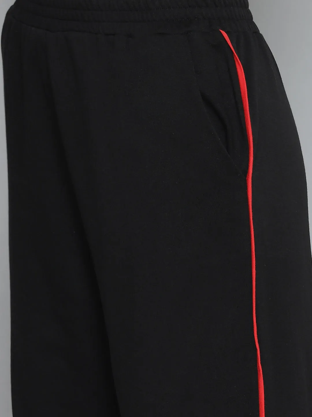 Women Black Terry Active Tank Top With Track Pants