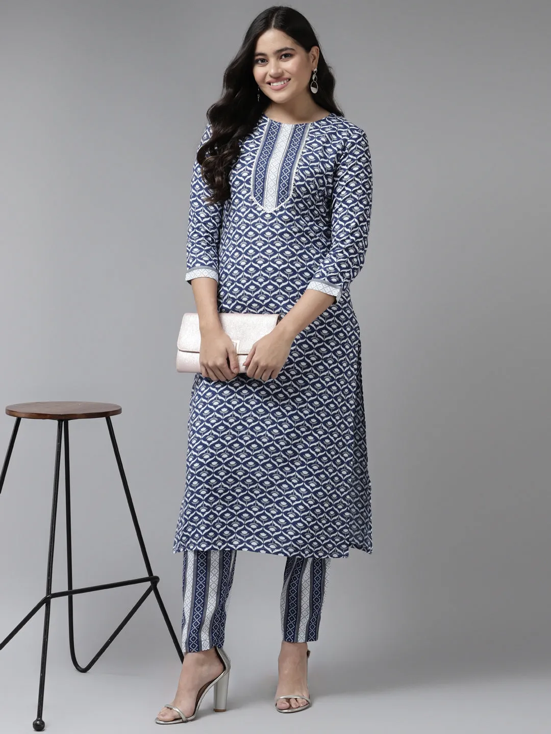 Women Blue Rayon Kurta Set