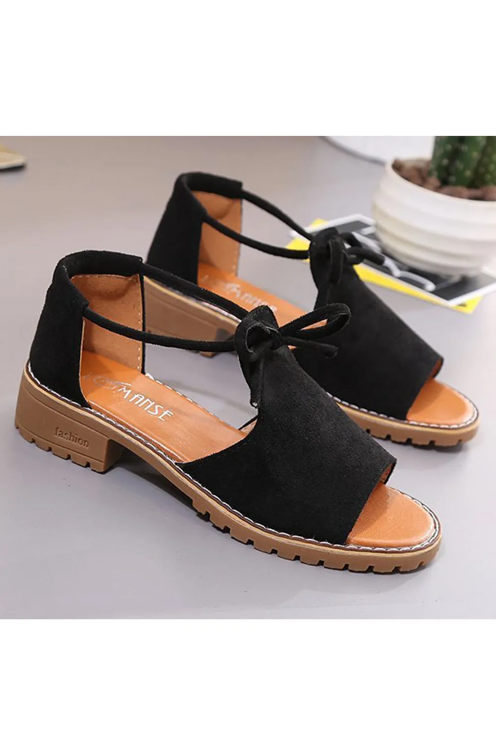 Women Delightful Solid Colored Flat Rubber Soled Round Head Fish Mouth Summer Fashion Sandal - WSD110239