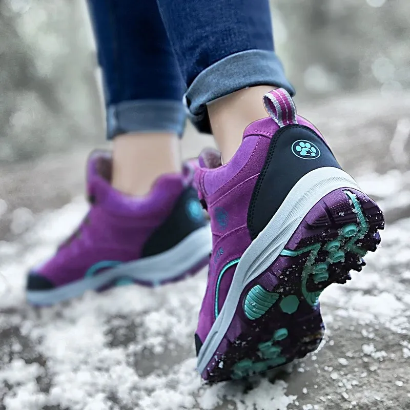 Women Hiking Winter Outdoor Sneakers Snow Boots Plush Mountain Snowboots Outdoor Tourism Jogging Shoes - WHS50192