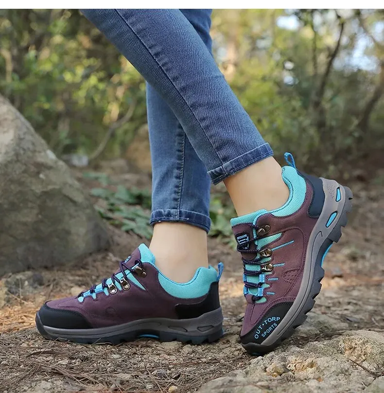 Women Leather Hiking Shoes Outdoor Trekking Shoes Mountain Sneakers - WHS50201