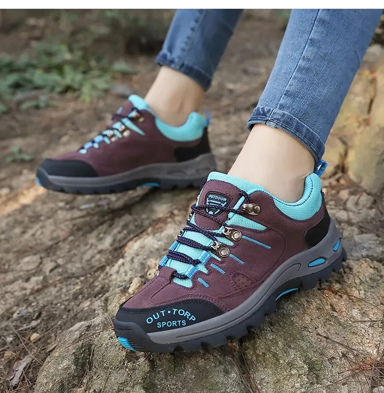 Women Leather Hiking Shoes Outdoor Trekking Shoes Mountain Sneakers - WHS50201