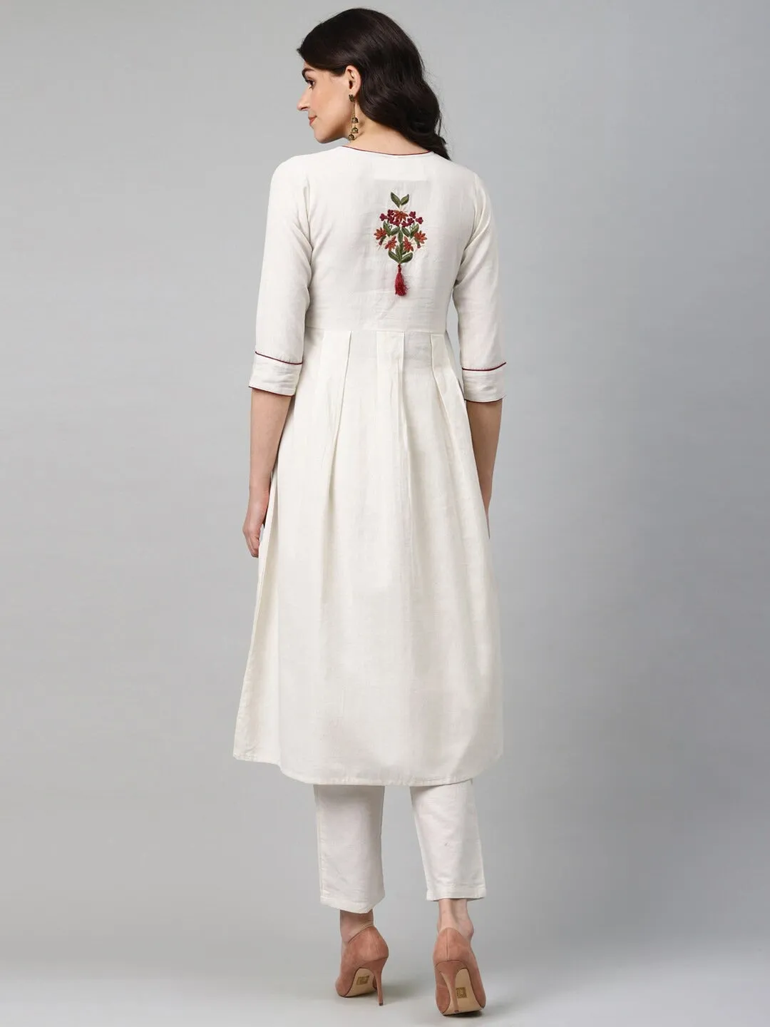 Women Off White Pure Cotton Kurta Set