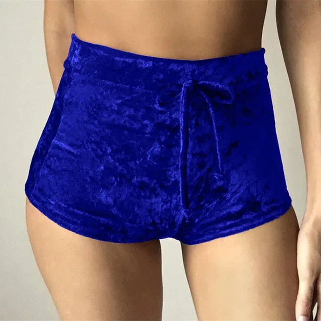 Women Pink Velvet Shorts Fashion Sexy Workout Flannel Short Pants