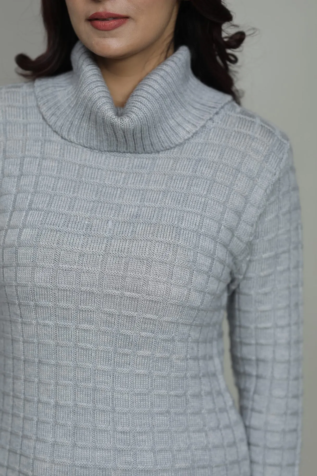 Women Woolen Cowl Neck Top