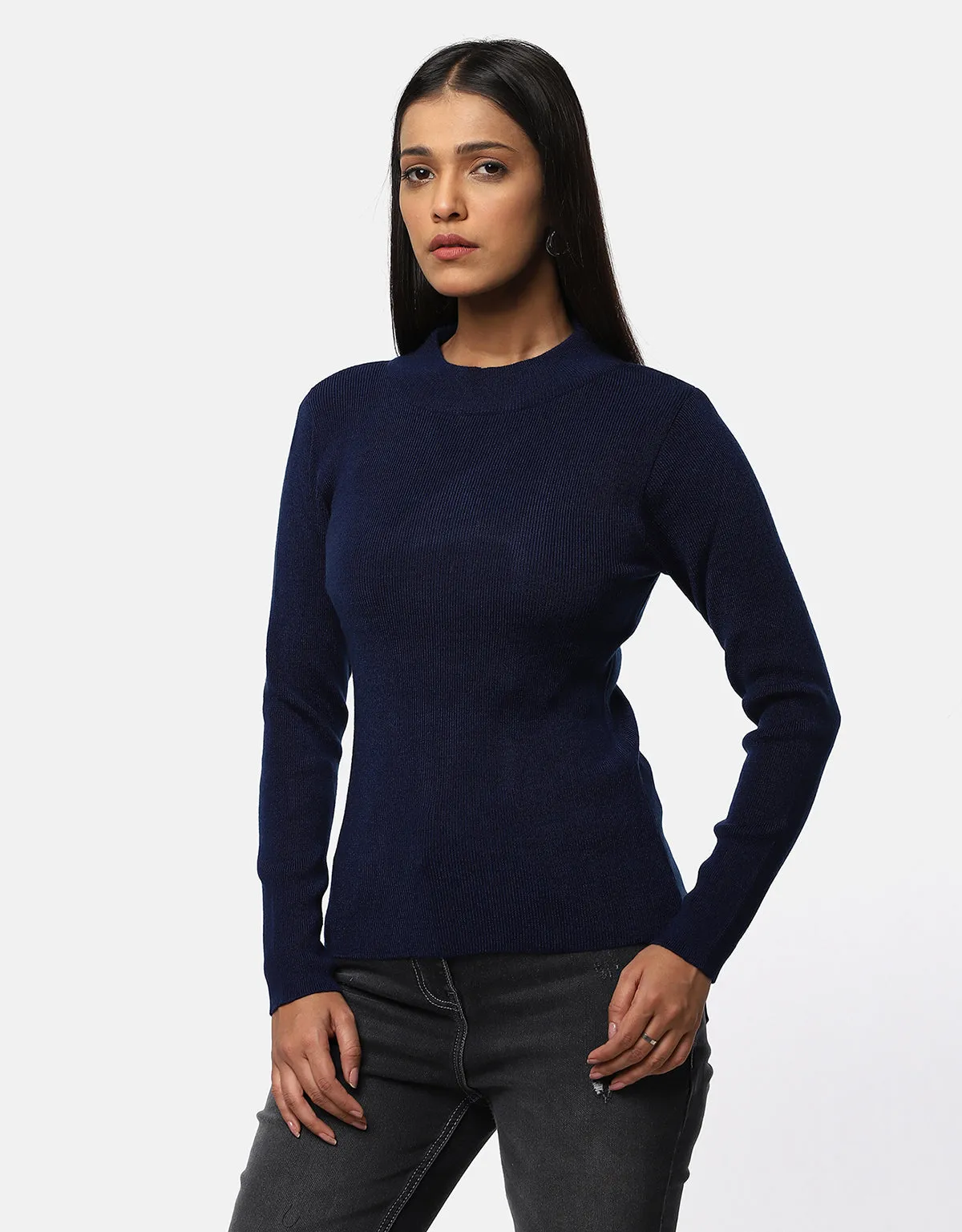 Women Woolen Warm Round Neck Skivvy