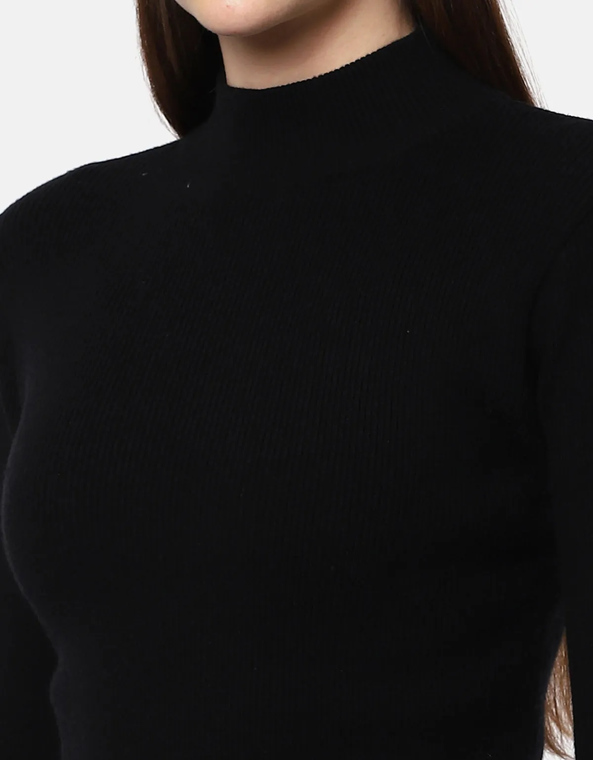 Women Woolen Warm Round Neck Skivvy