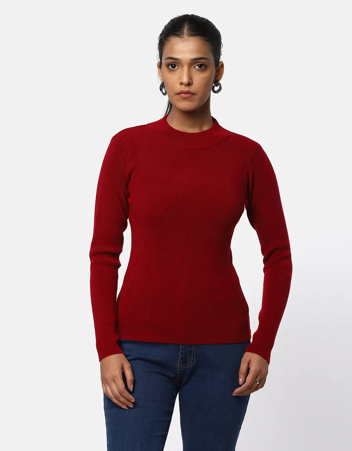 Women Woolen Warm Round Neck Skivvy