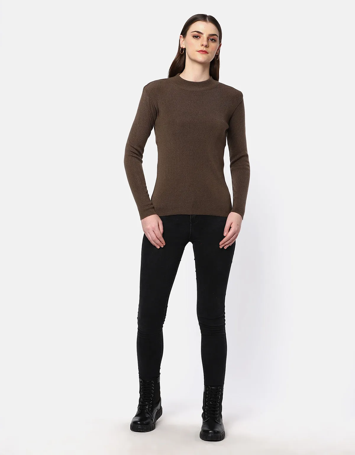 Women Woolen Warm Round Neck Skivvy