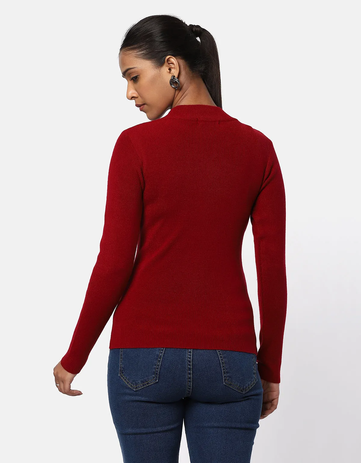 Women Woolen Warm Round Neck Skivvy