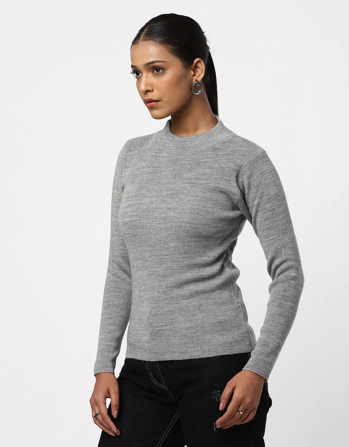 Women Woolen Warm Round Neck Skivvy