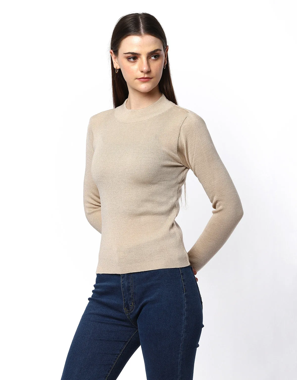 Women Woolen Warm Round Neck Skivvy