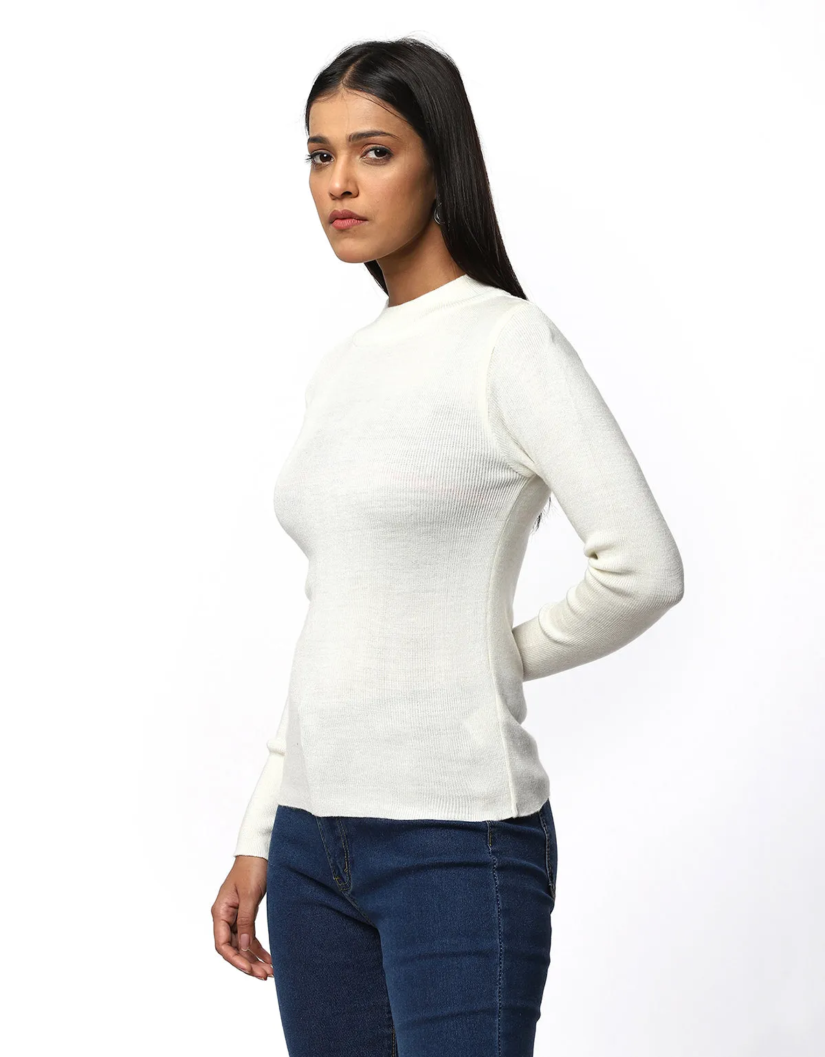 Women Woolen Warm Round Neck Skivvy