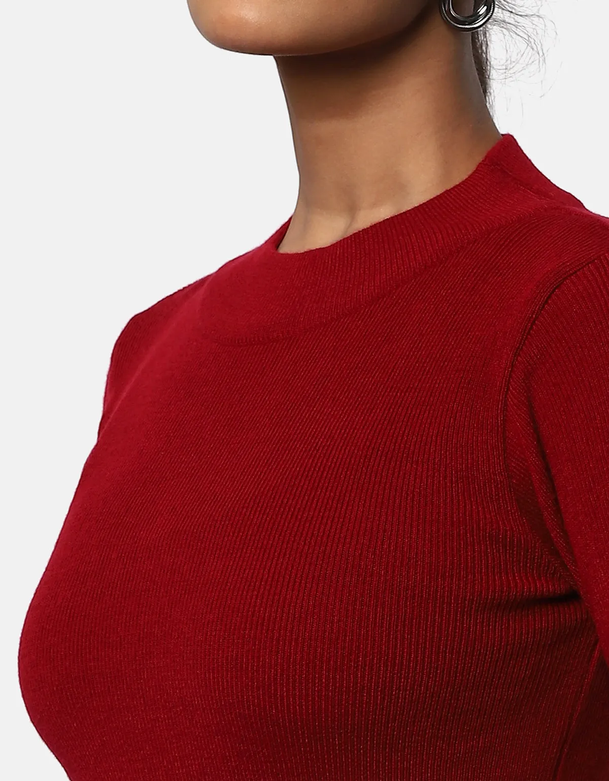 Women Woolen Warm Round Neck Skivvy