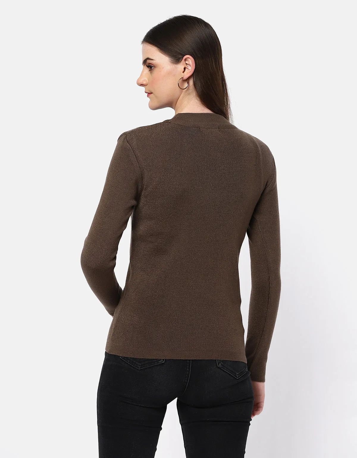 Women Woolen Warm Round Neck Skivvy