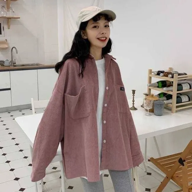 Women's corduroy shirt jacket