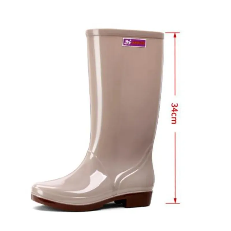 Women's Rain Shoes Casual PVC with Velvet Waterproof Non-slip Knee-high Boots - WRB50143