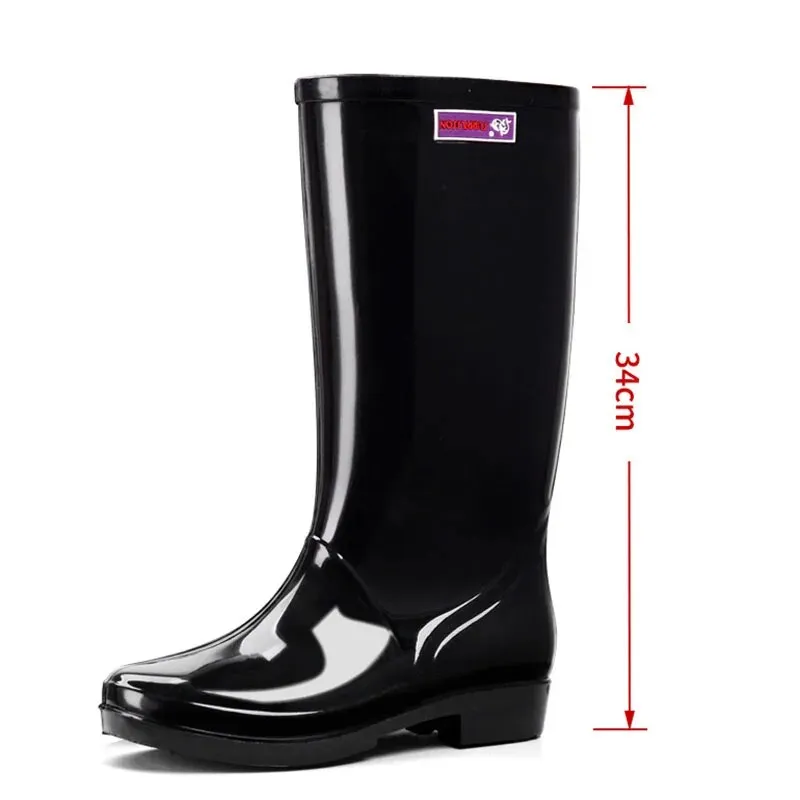 Women's Rain Shoes Casual PVC with Velvet Waterproof Non-slip Knee-high Boots - WRB50143