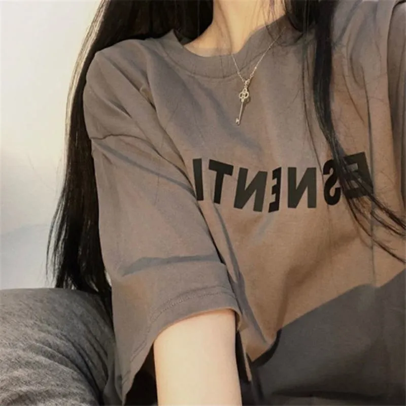 Women's T-Shirt Loose Fit Niche Letter Print Short Sleeve Tee